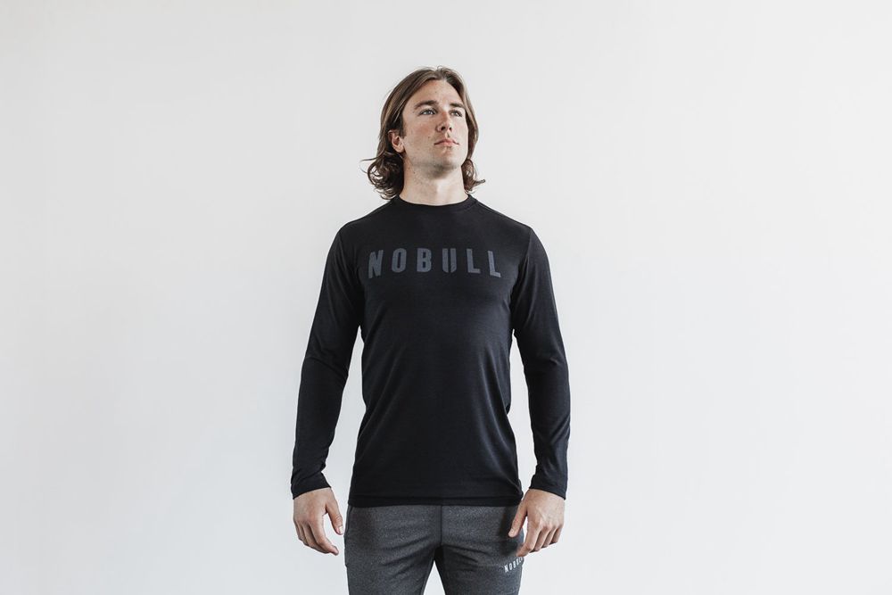 NOBULL Men's Long Sleeve Tee - Black - Ireland (3476OTXDQ)